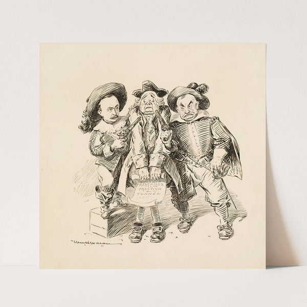 Two men, Gelmont and Ryan, hold an older man at gunpoint (1907) by William Henry Walker