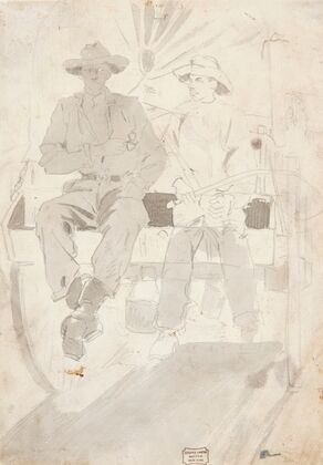 Two Men in an Army Wagon