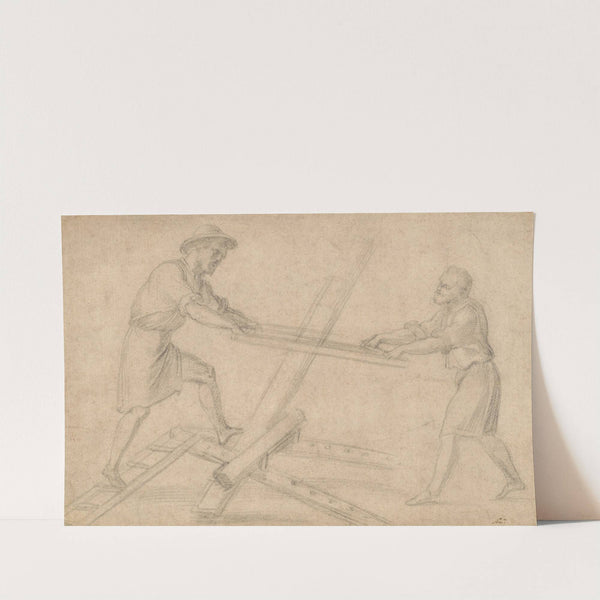 Two men sawing a plank by Baccio Bandinelli