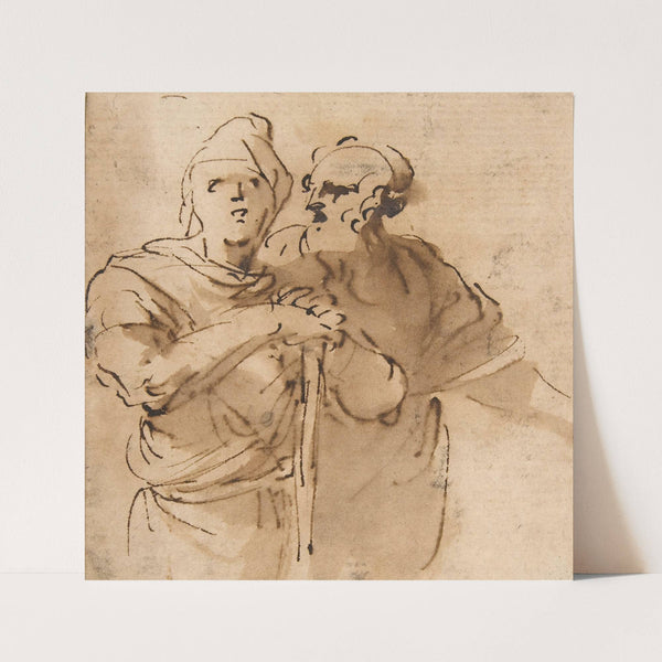 Two Men Seen Three- Quarter Length by Salvator Rosa