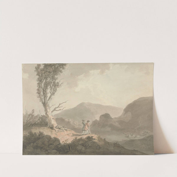 Two Men with Telescope Looking Across A River by Samuel Davis