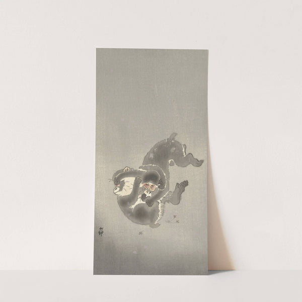 Two monkeys playing by Ohara Koson