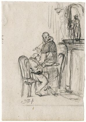 Two monks playing chess