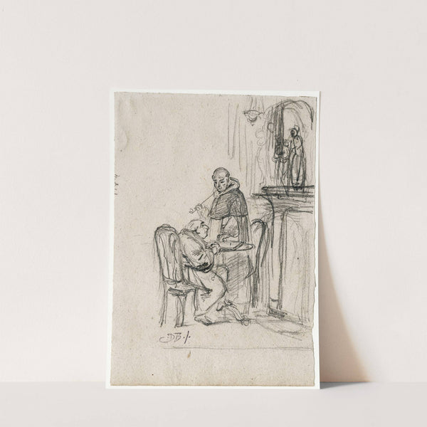 Two monks playing chess by David Bles