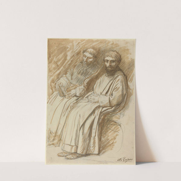 Two Monks Seated in a Church by Alphonse Legros