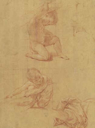 Two Nude Children Lifting a Cudgel