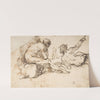 Two Nude Male Figures, One Seated and One Reclining 1609-1675 by Domenico Gargiulo