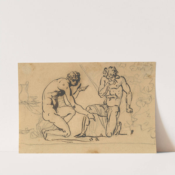 Two Nude Men Playing with Dice by Nicolai Abildgaard