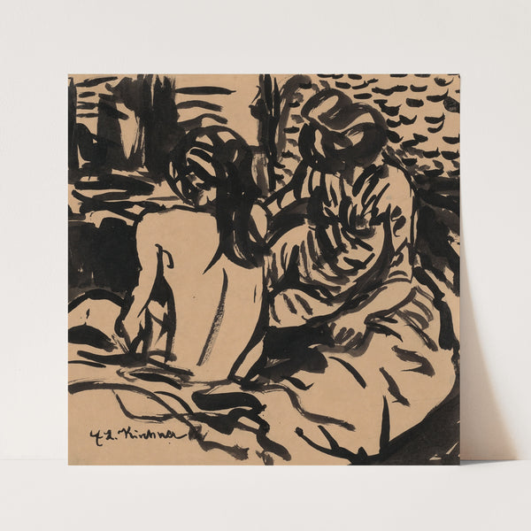 Two Nudes on a Bed (Isabella and a Younger Girl) (c. 1906) by Ernst Ludwig Kirchner