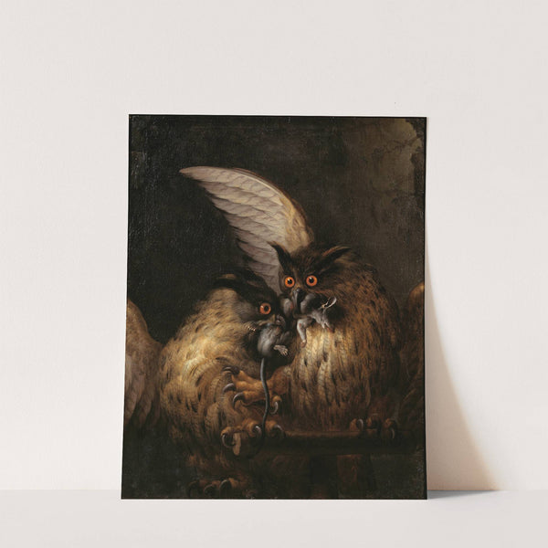 Two Owls Fighting over a Rat by Hans Georg Müller