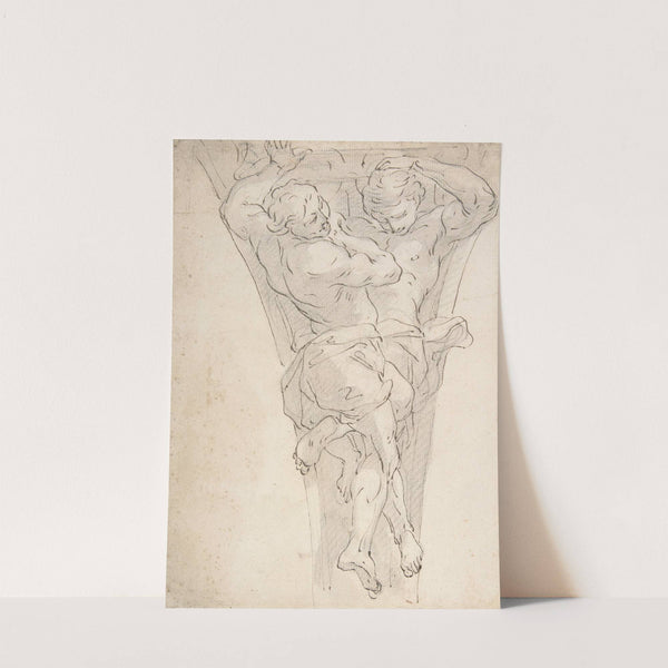 Two Partially Draped Male Figures in a Pendentive by Giovanni Battista Carlone