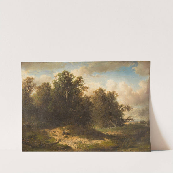 Two peasants resting in vast landscape by Frederik Hendrik Hendriks