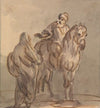 Two People: One Standing, One Seated on a Horse