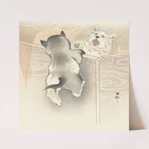 Two playing dogs (1900 - 1930) by Ohara Koson