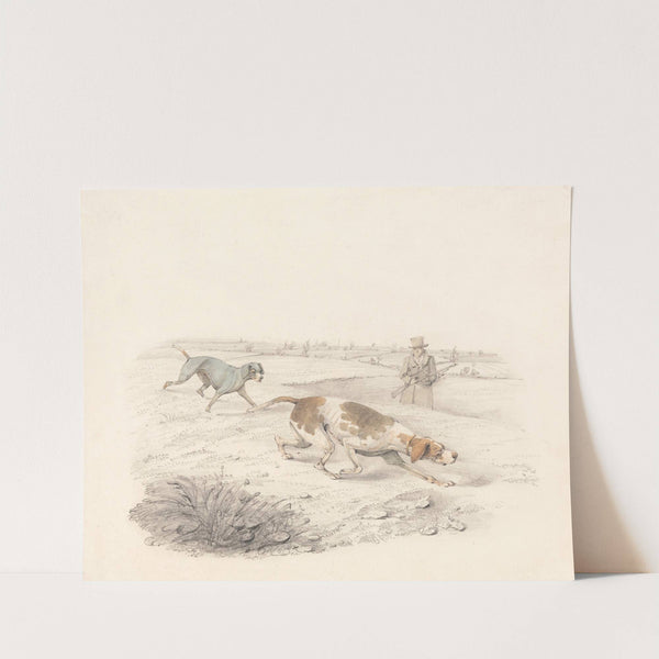 Two Pointers, Facing Right with a Sportsman by Henry Thomas Alken