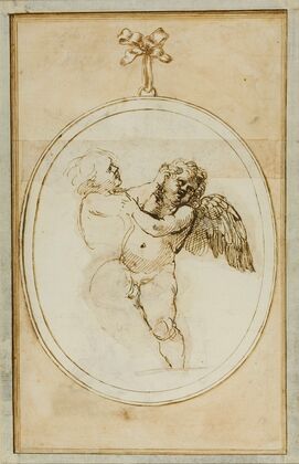 Two Putti Fighting; Study for the Galleria Farnese