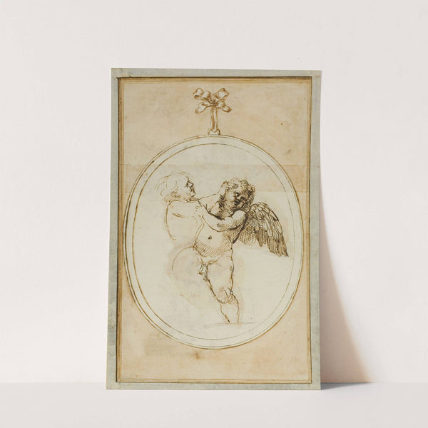 Two Putti Fighting; Study for the Galleria Farnese (1599-1601) by Annibale Carracci