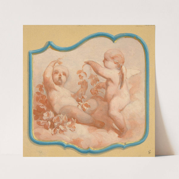 Two putti seated on clouds (19th Century) by Jules-Edmond-Charles Lachaise