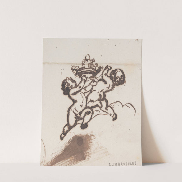 Two Putti with a Crown by Nicaise De Keyser