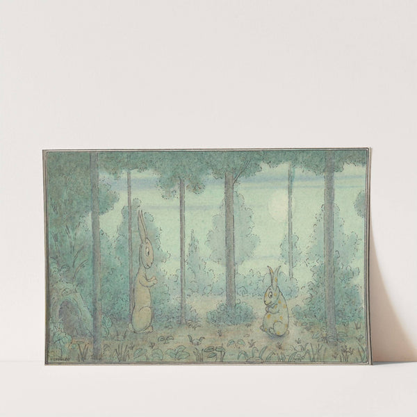 Two Rabbits in a Wood by Herbert Crowley