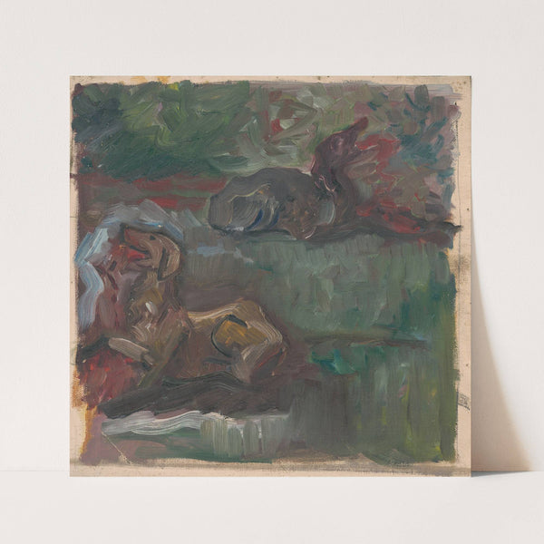 Two Reclining Dogs by Arnold Peter Weisz-Kubínčan