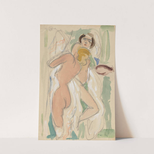 Two reclining female nudes by Hermann Lismann