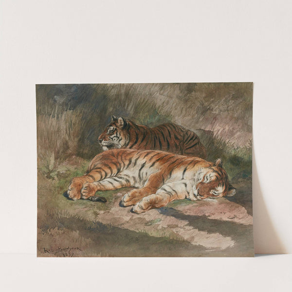 Two Recumbent Tigers by Rosa Bonheur