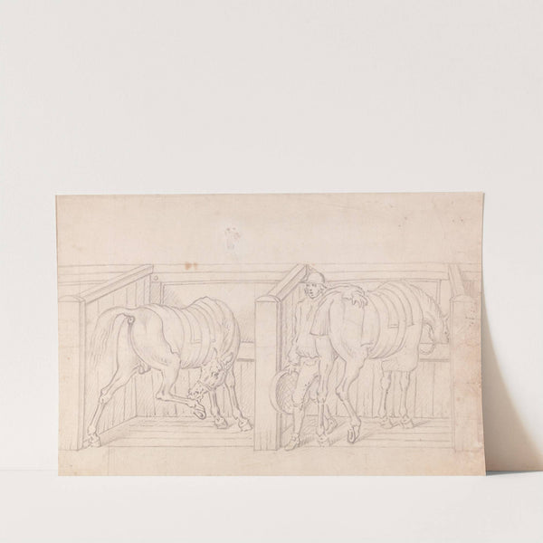 Two Saddled Horses in Stalls in a Stable by James Seymour