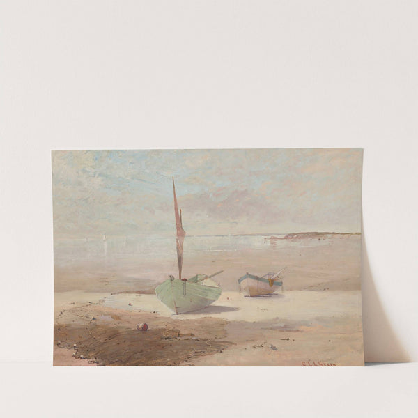 Two Sailboats Beached on a Shore by Charles Edwin Lewis Green