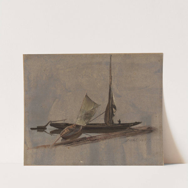 Two Sailing-Boats at the Elbe by Johan Christian Dahl