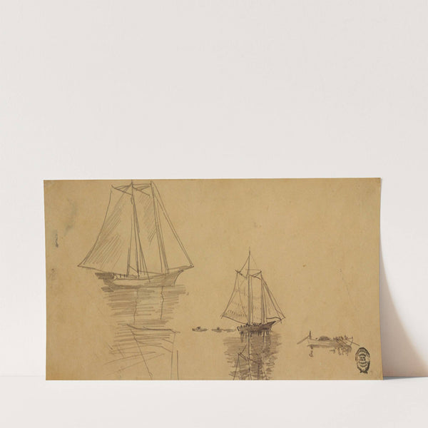 Two Schooners and Dories (ca 1880) by Winslow Homer