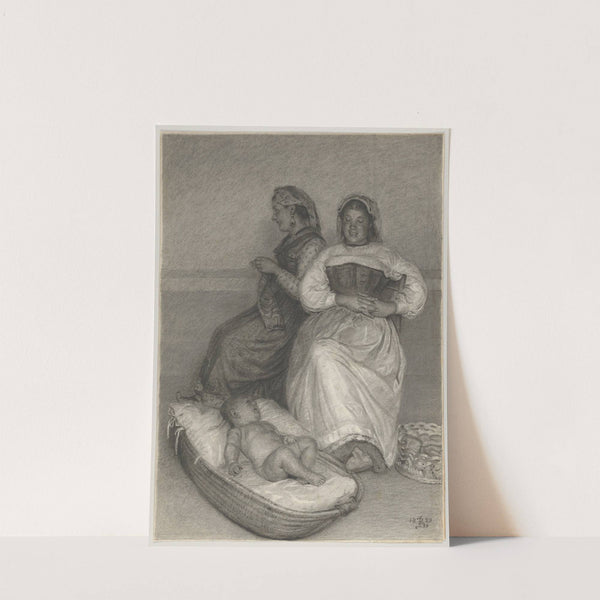 Two Seated Italian Women with a Baby in a Cradle (1889) by Kristian Zahrtmann