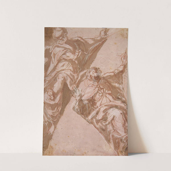 Two Seated Male Figures Within Spandrels (16th century) by Andrea Schiavone