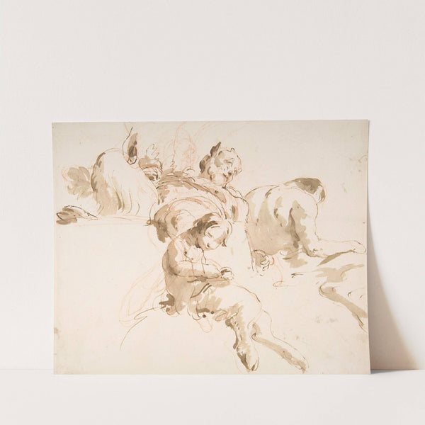 Two Seated Satyrs and a Child Satyr (1696–1770) by Giovanni Battista Tiepolo