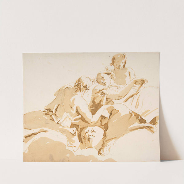 Two Seated Women and a Boy on Clouds (1696–1770) by Giovanni Battista Tiepolo