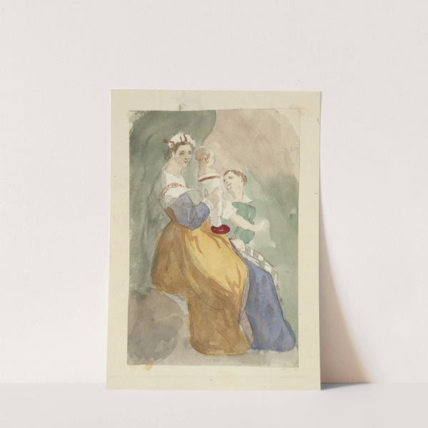 Two seated women, one holding a baby by Stewart Watson