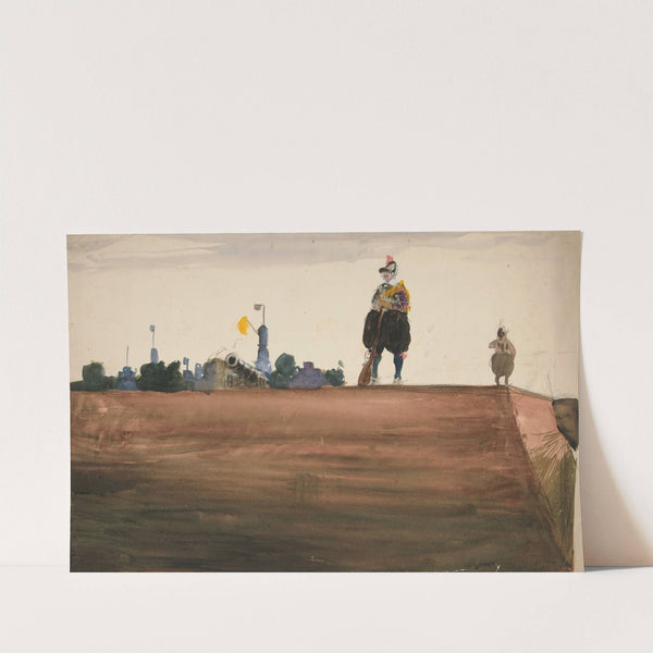 Two sentries atop a fortress wall by Edwin Austin Abbey