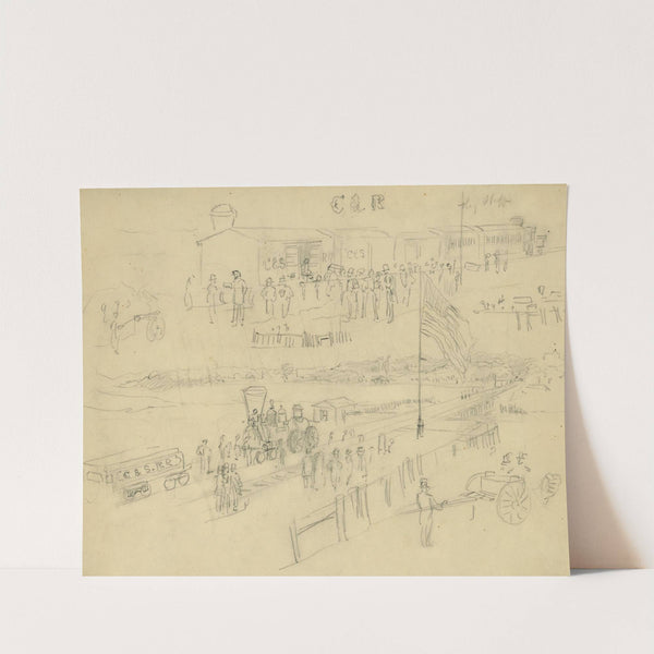 Two sketches of a depot on the Charleston & Savannah Railroad by Alfred Rudolph Waud