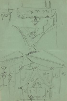 Two sketches of tent interior