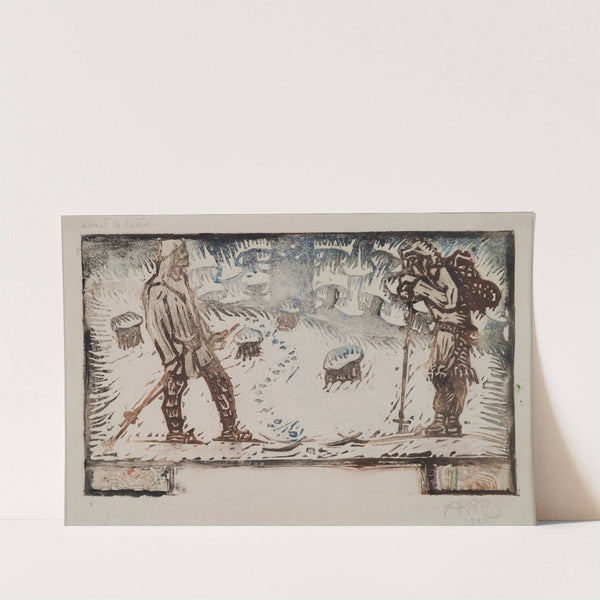 Two skiers meet (1922) by Akseli Gallen-Kallela