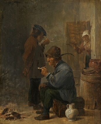 Two Smoking Peasants at the Coal Fire