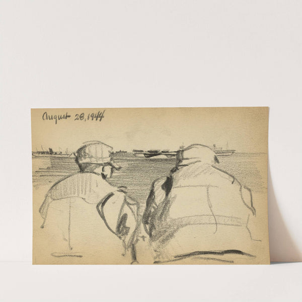 Two soldiers looking out to sea by Victor Alfred Lundy