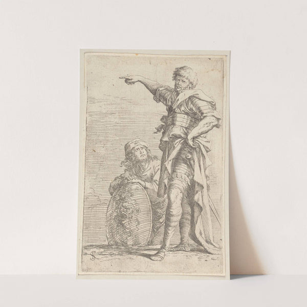 Two Soldiers, One Pointing Toward the Left, the One below Holding a Shield by Salvator Rosa
