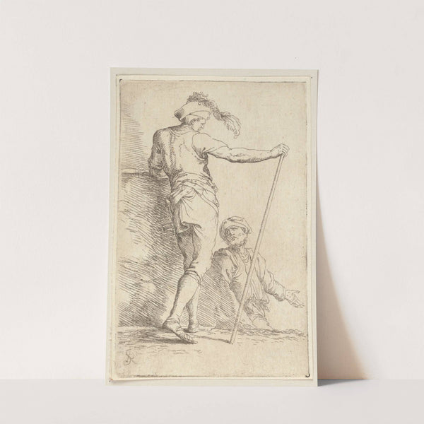 Two Soldiers, One Seen from Behind and Holding a Cane in His Right hand by Salvator Rosa