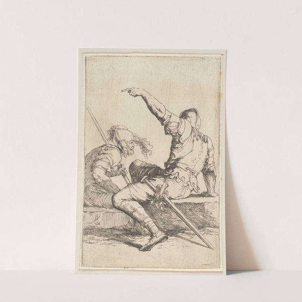 Two soldiers Seated on a Rectangular Stone by Salvator Rosa