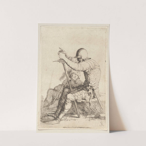 Two Soldiers, Seated, One on a Stone, the Other on the Ground by Salvator Rosa