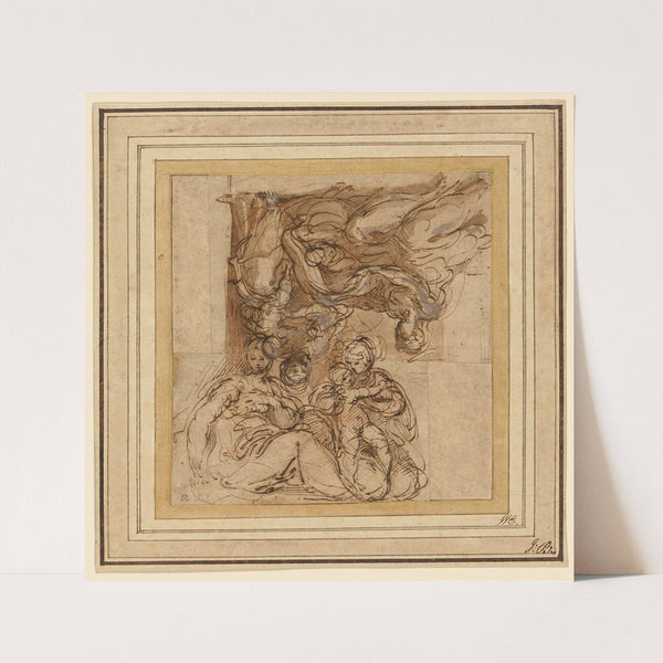 Two Studies for a Holy Family by Parmigianino