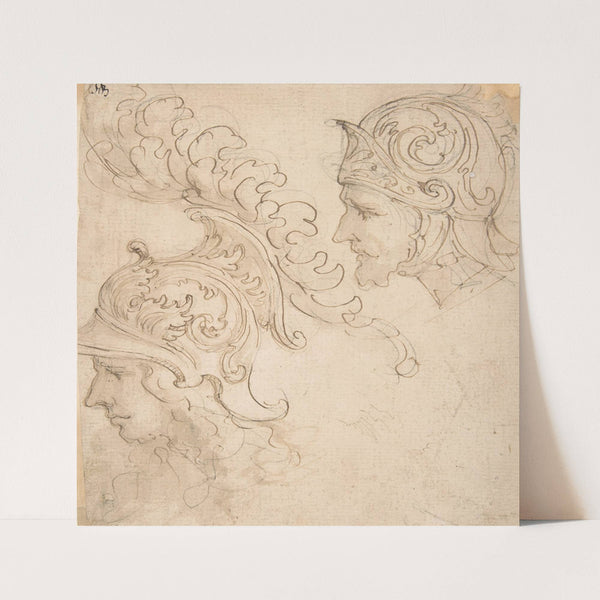 Two Studies for Helmet Designs Presented En Profil by Giovanni Battista Foggini