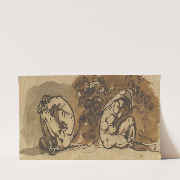 Two Studies of a Male Nude (Althaemenes) Hiding in a Bush by Nicolai Abildgaard