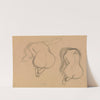 Two Studies of a Seated Nude with Long Hair by Gustav Klimt